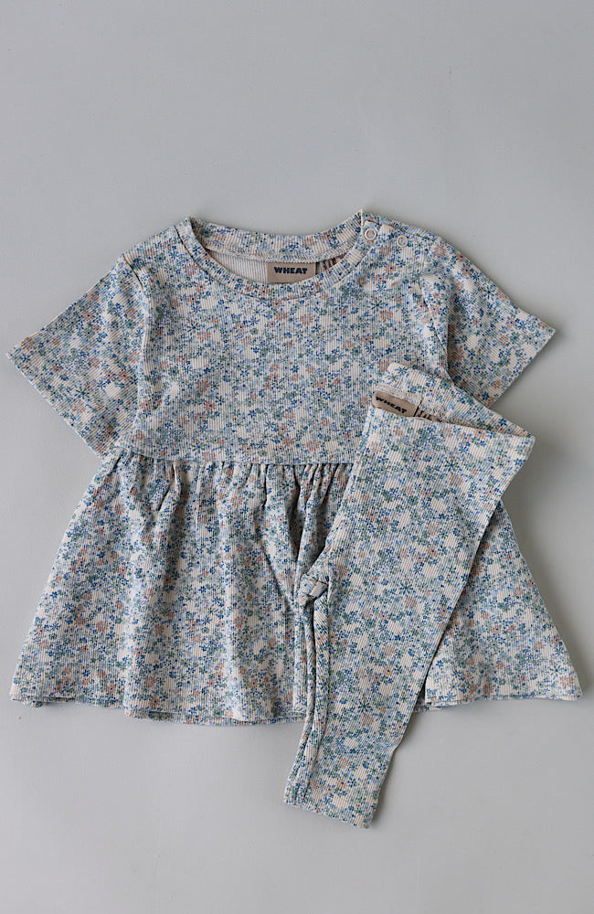 Jersey Baby Dress S/S Anna - Sandshell Mini Flowers