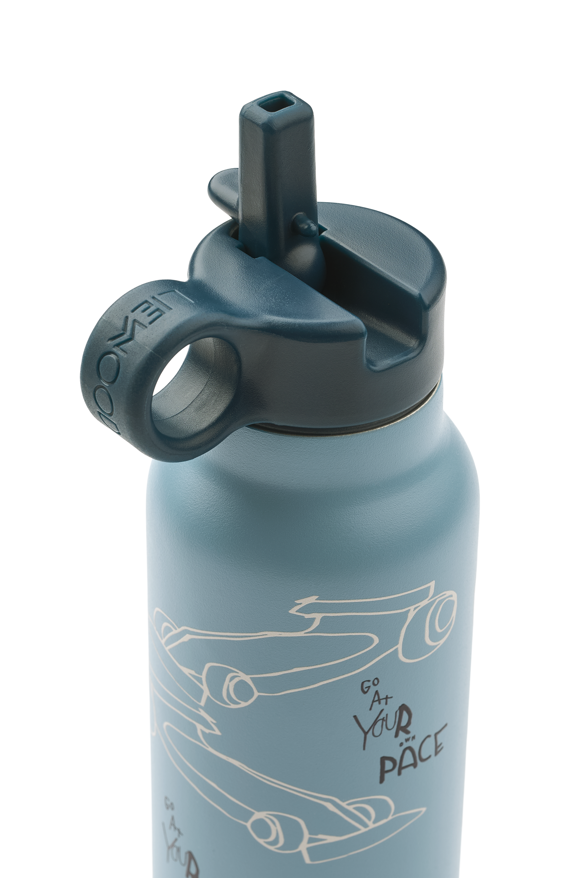 Falk Water Bottle 350 ml - Race Cars / Beach Blue