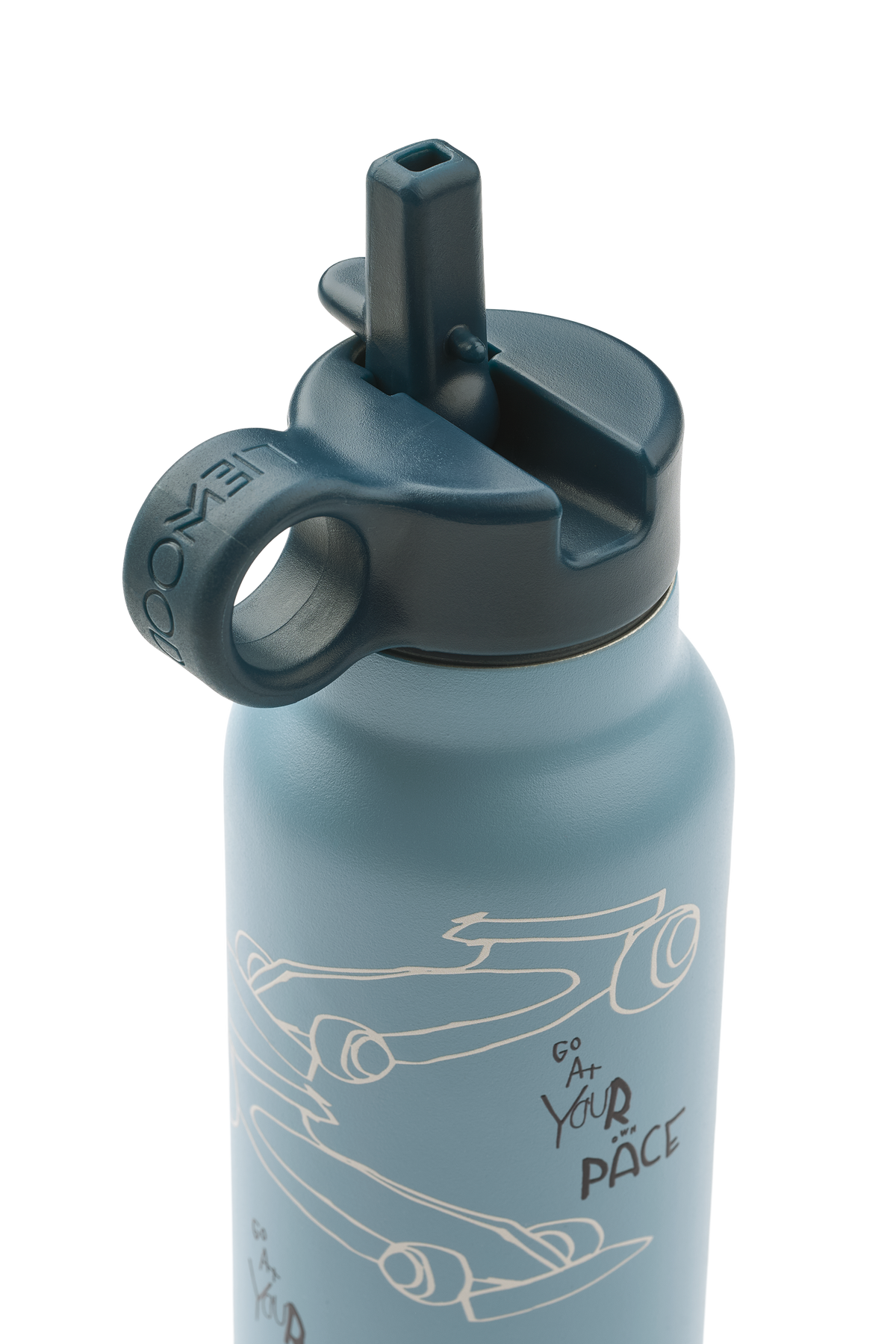 Falk Water Bottle 350 ml - Race Cars / Beach Blue