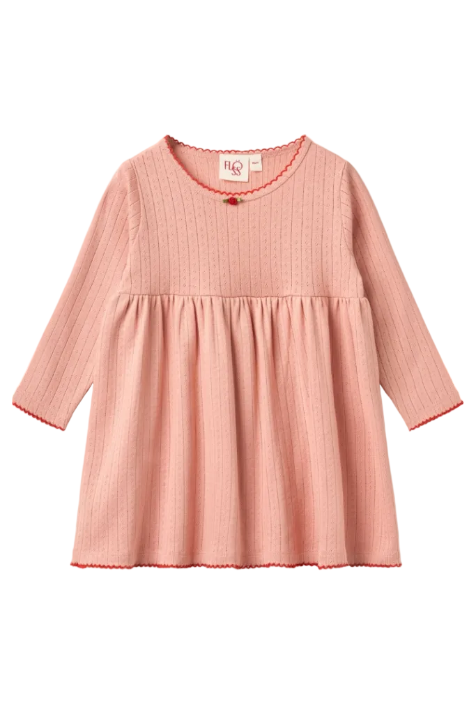 Liva Pointelle LS Dress - Warm Pink