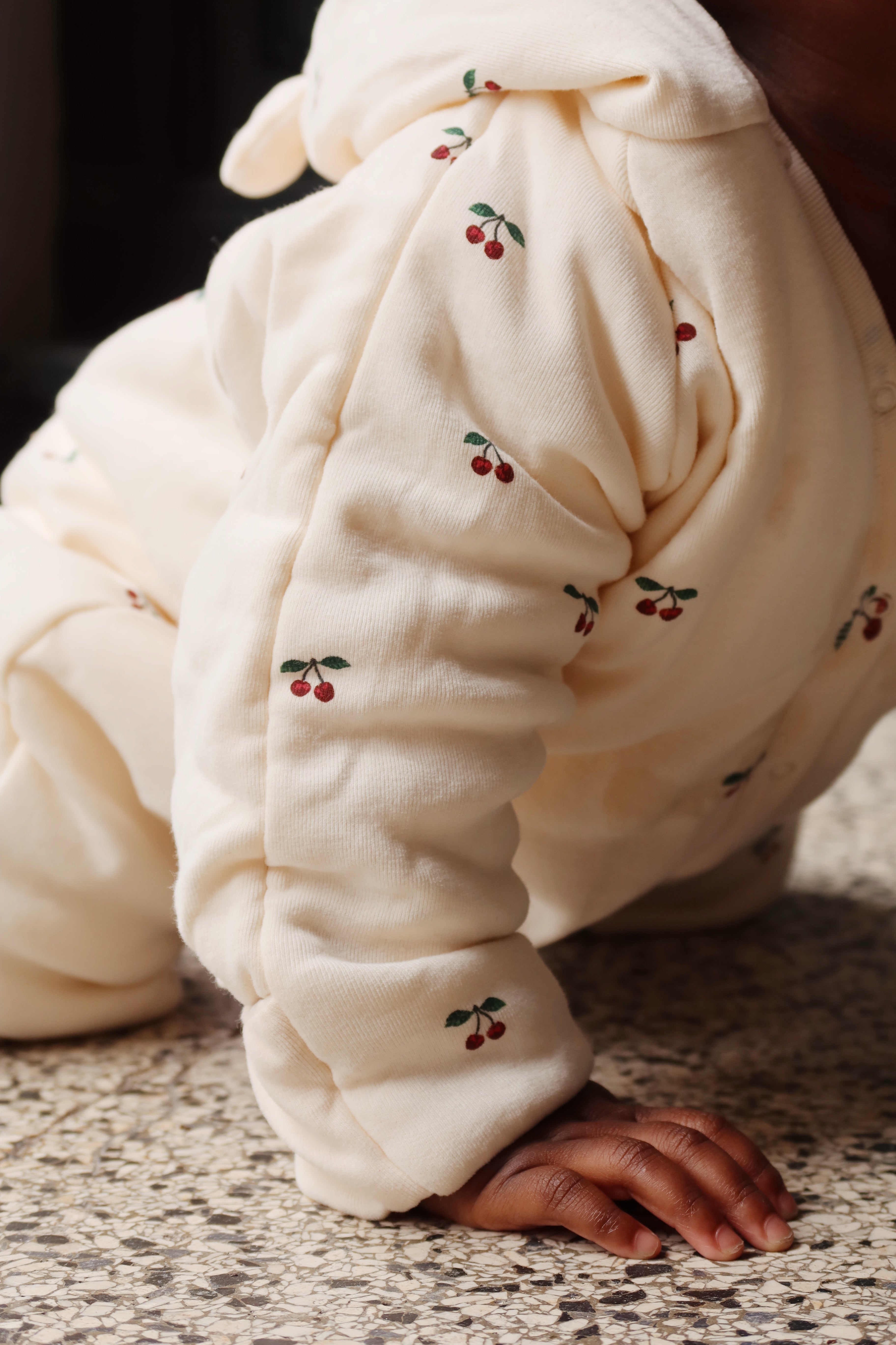 Newborn Padded Onesie w/hood - Cherry
