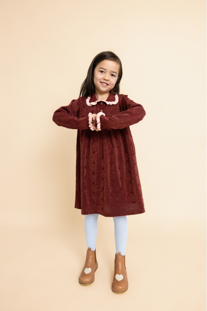 Olive Dress - Dark Cranberry Glitter