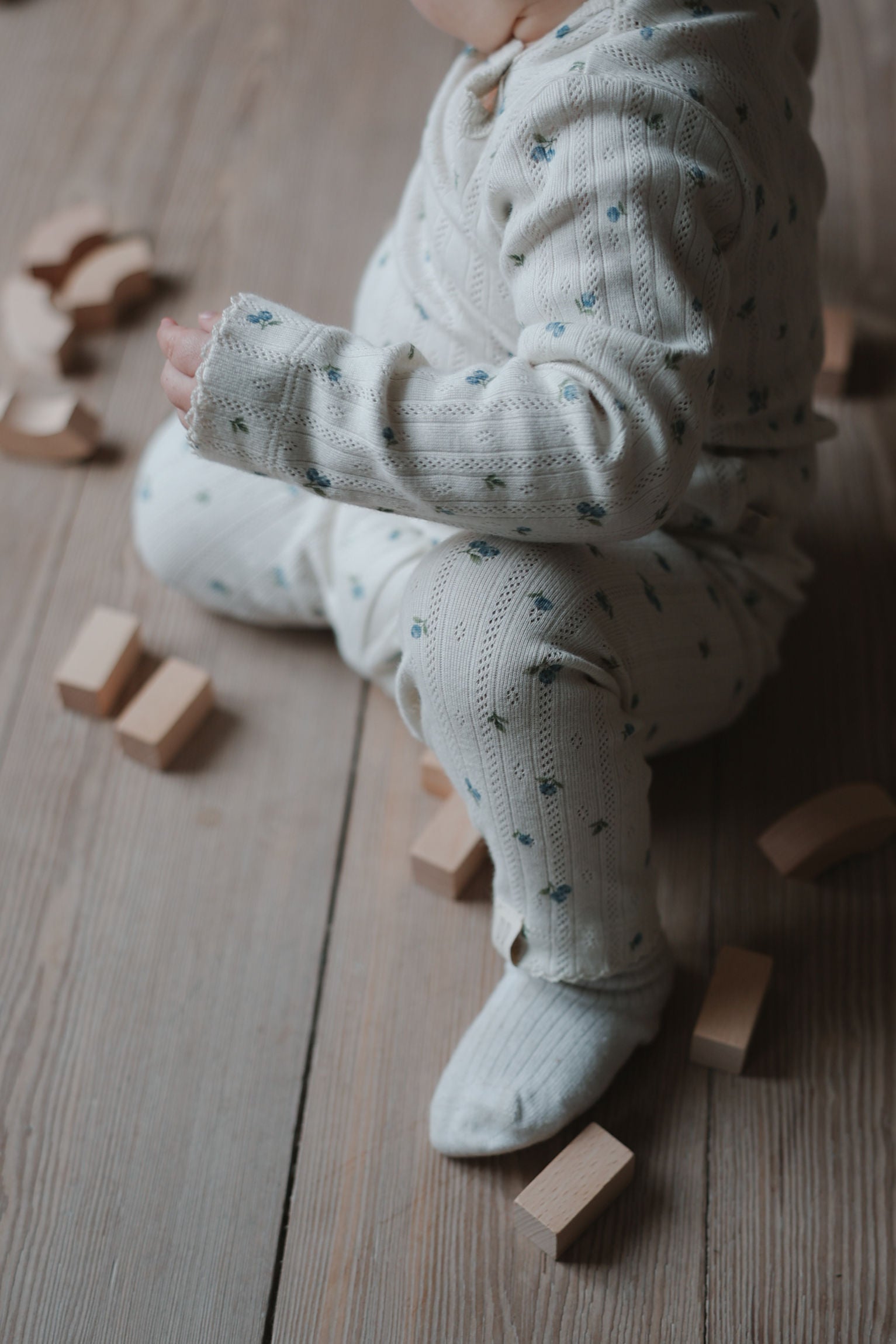 Gracie Pointelle Leggings - Eggnog Blueberry