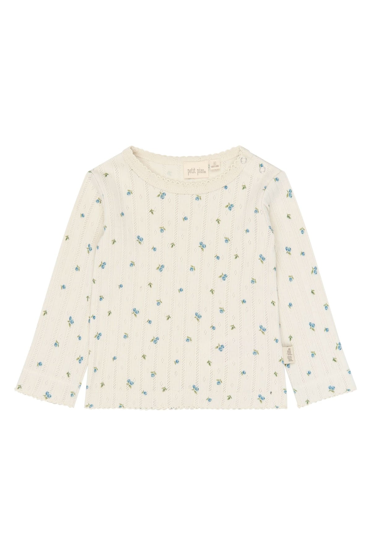 Gracie LS Pointelle Tee - Eggnog Blueberry