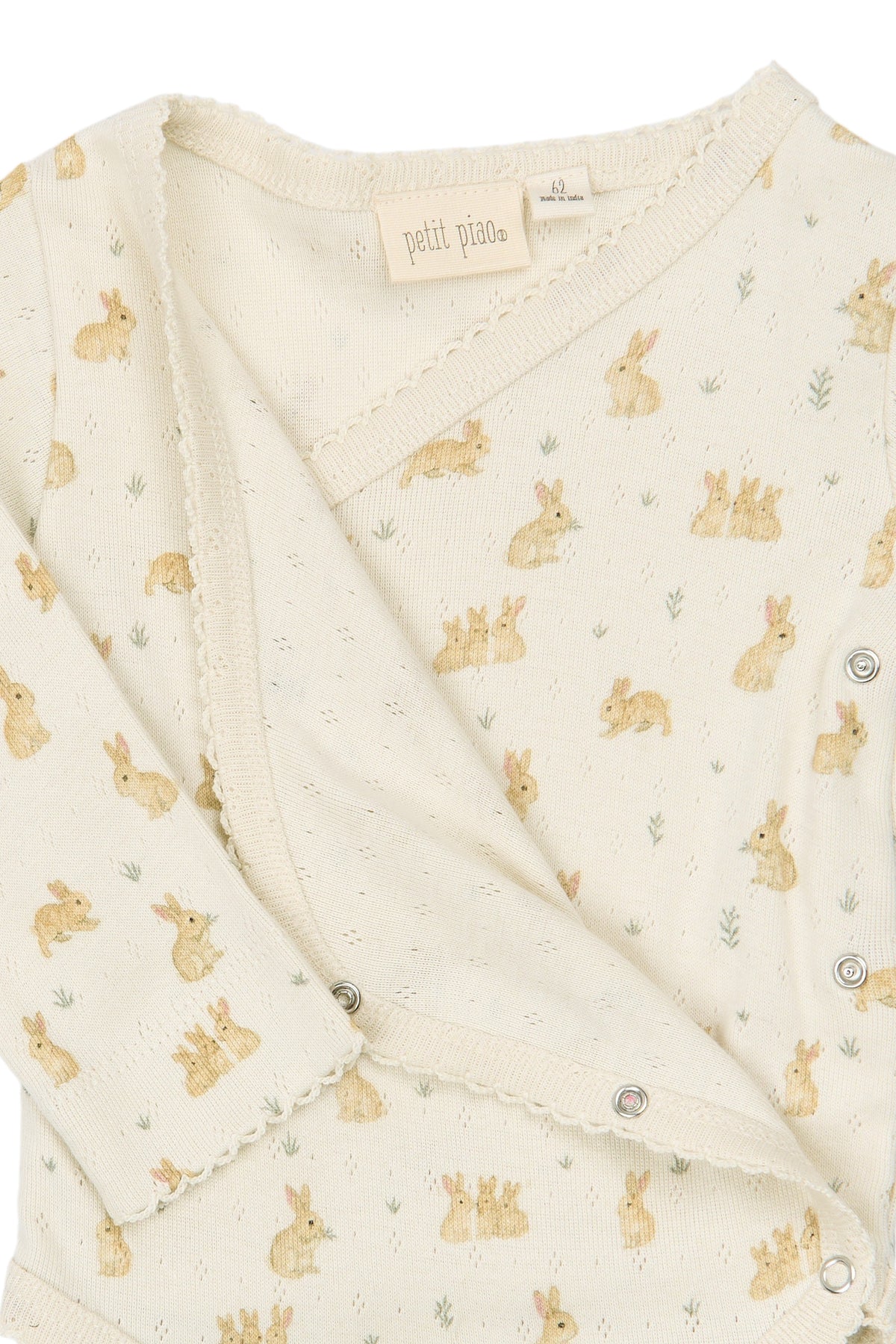 Dio Newborn Body Fold Pointelle - Eggnog Rabbit