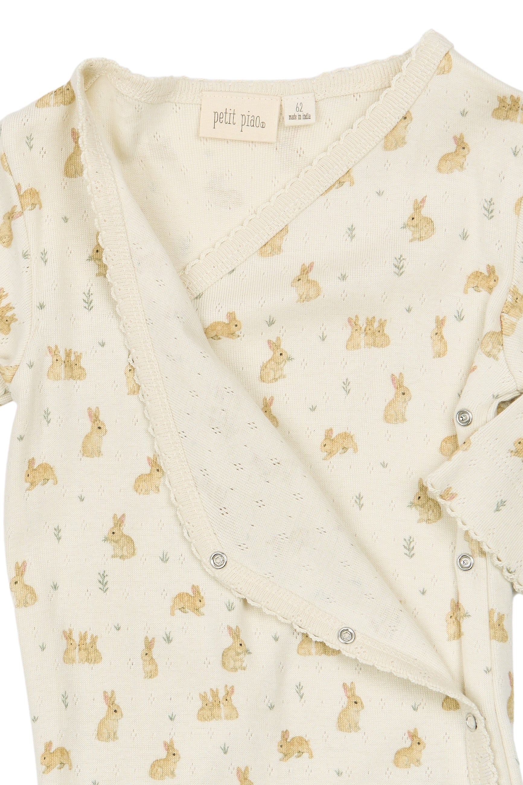 Dio Newborn Jumpsuit Fold Feet Pointelle - Eggnog Rabbit