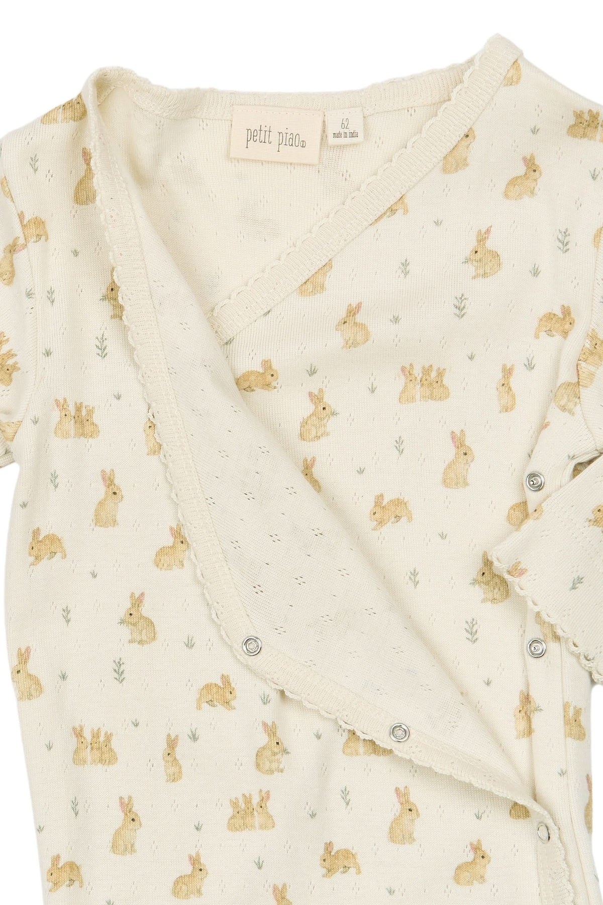Dio Newborn Jumpsuit Fold Feet Pointelle - Eggnog Rabbit
