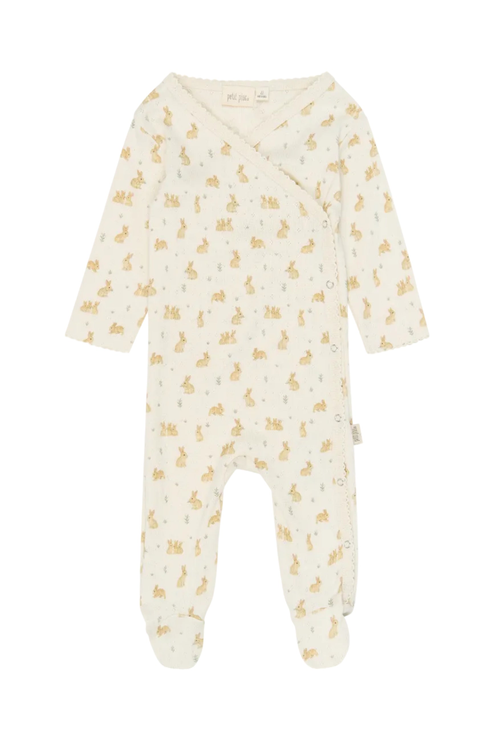 Dio Newborn Jumpsuit Fold Feet Pointelle - Eggnog Rabbit