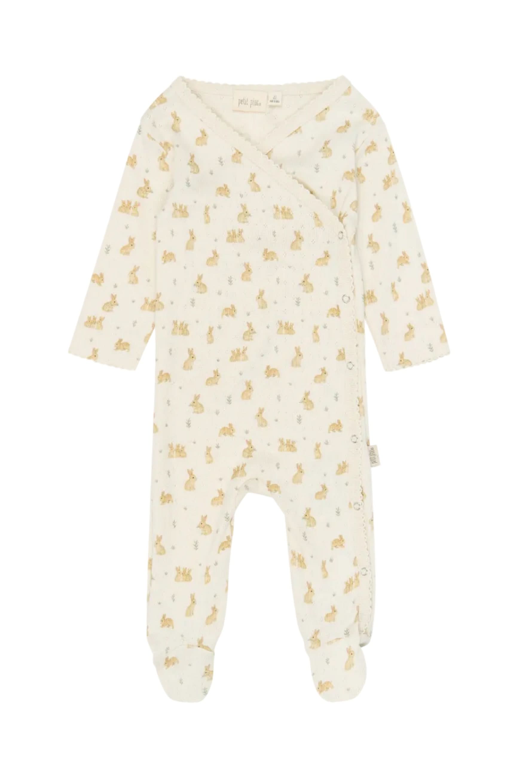 Dio Newborn Jumpsuit Fold Feet Pointelle - Eggnog Rabbit