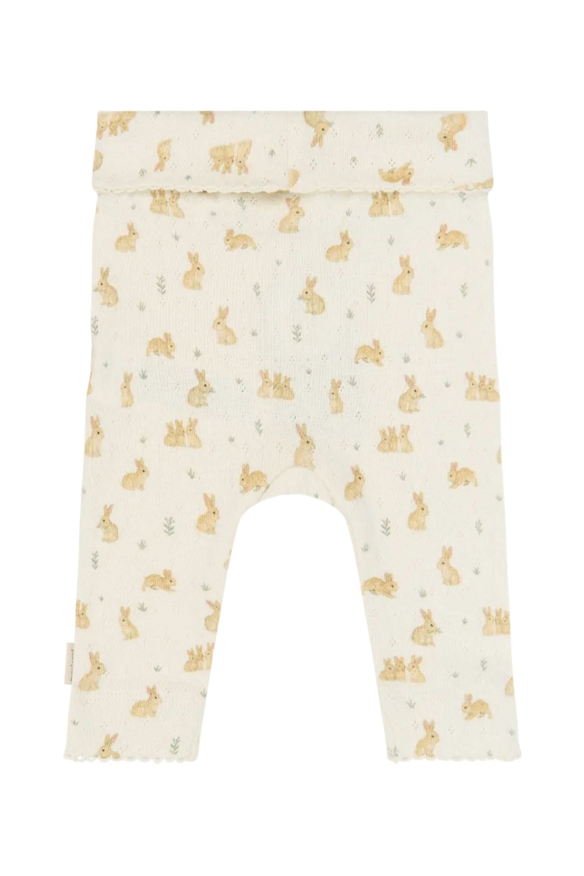 Dio Newborn High Waist Leggings Pointelle - Eggnog Rabbit