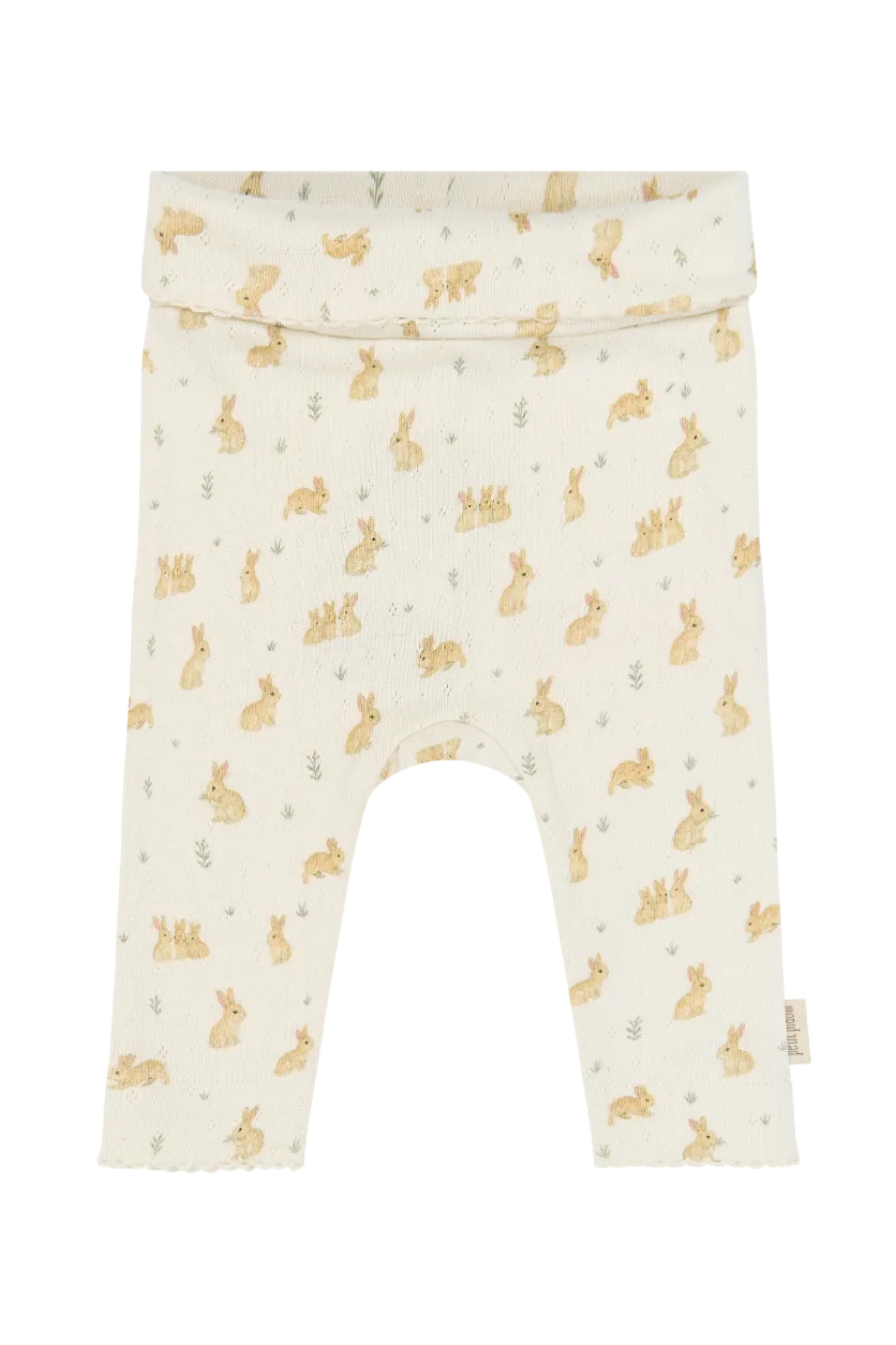 Dio Newborn High Waist Leggings Pointelle - Eggnog Rabbit