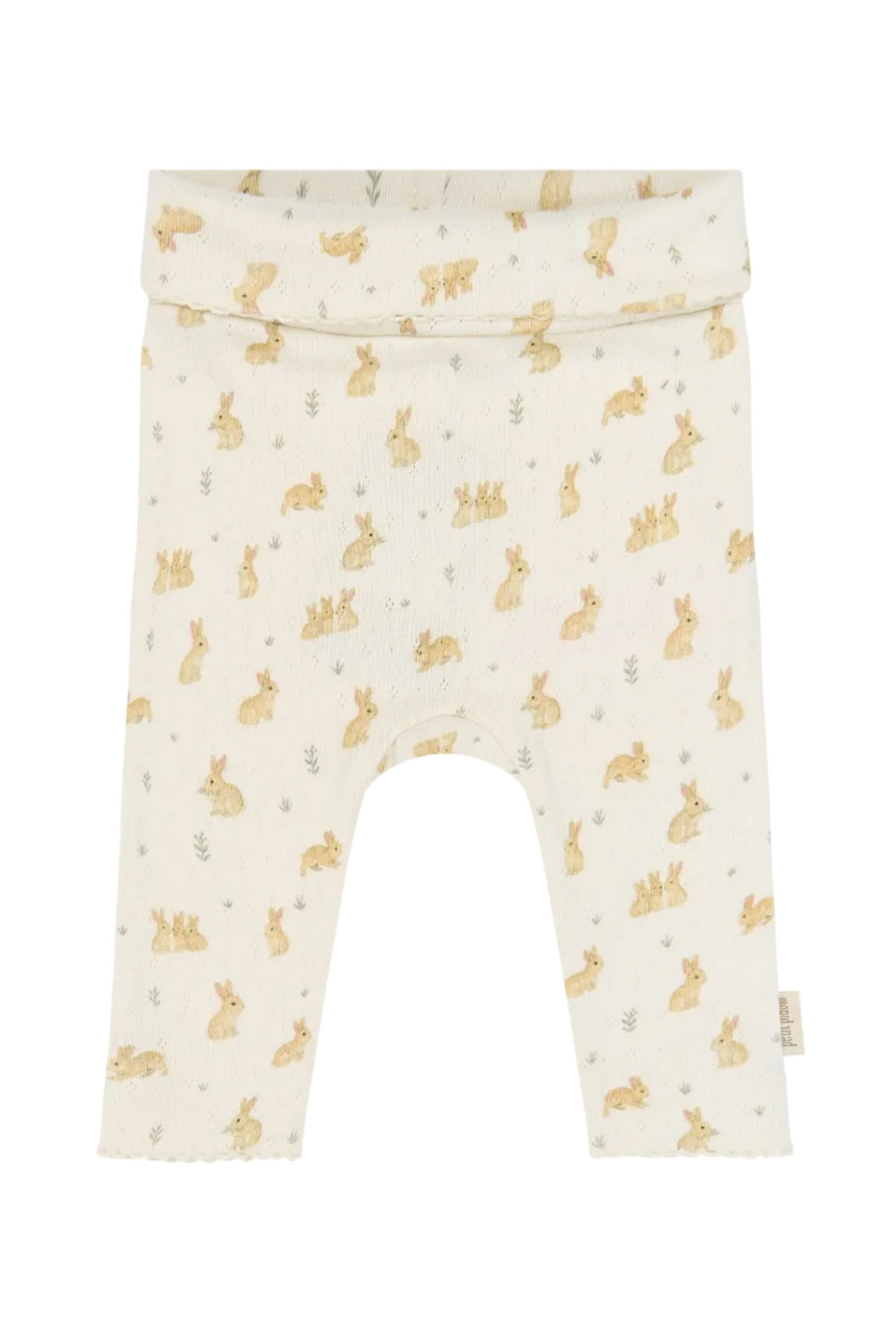 Dio Newborn High Waist Leggings Pointelle - Eggnog Rabbit
