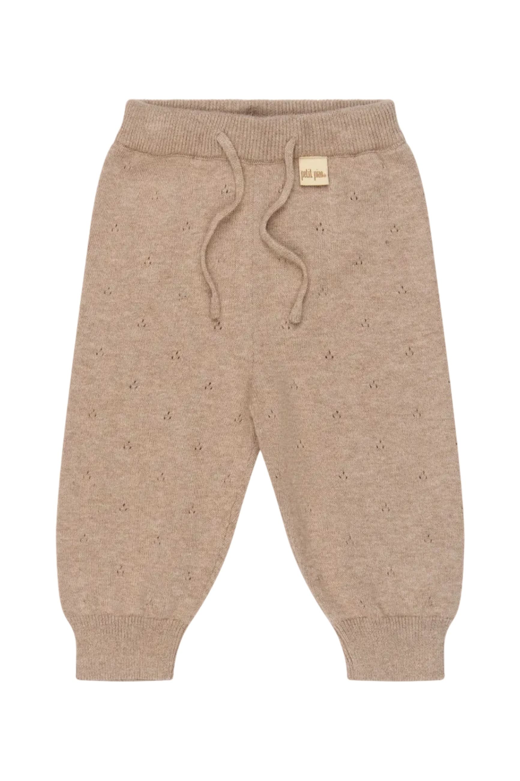 Edris Newborn Pointelle Knit Pants - Woodsmoke