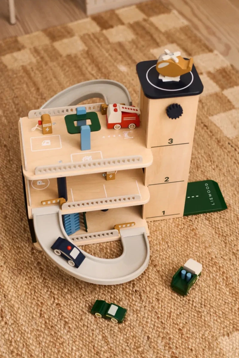 Jordy Wooden Multi Play Parking Tower - Beach Blue