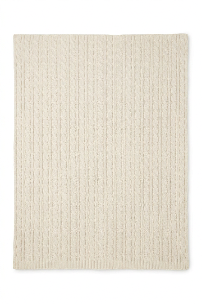 Cashmere Blanket Braided - Ivory