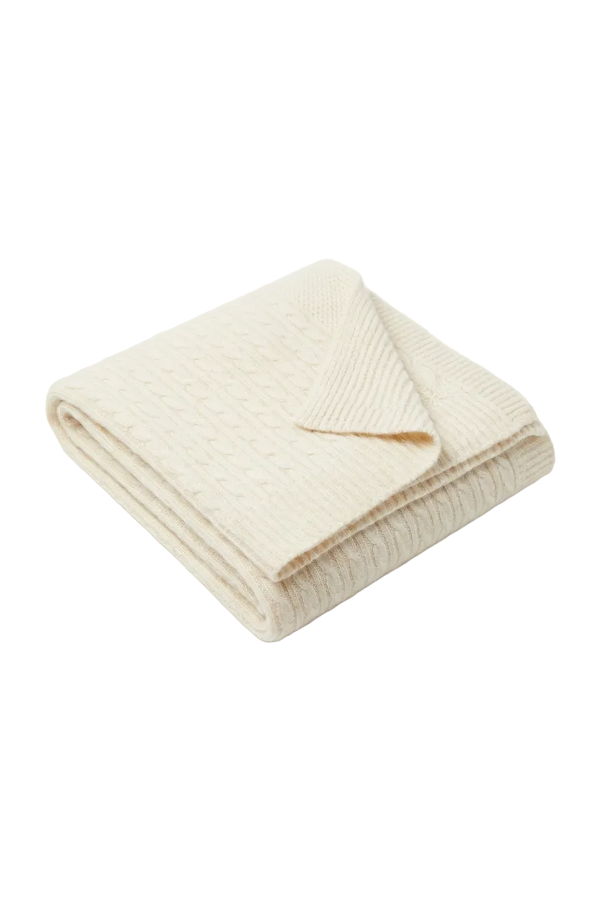 Cashmere Blanket Braided - Ivory