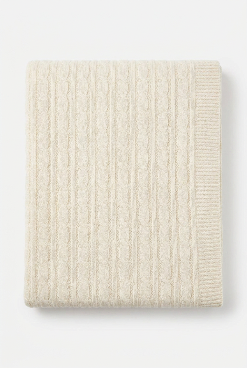 Cashmere Blanket Braided - Ivory