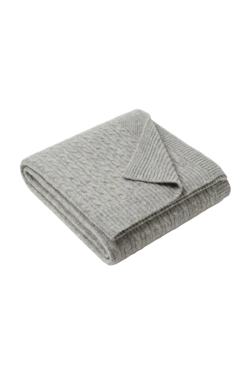 Cashmere Blanket Braided - Grey