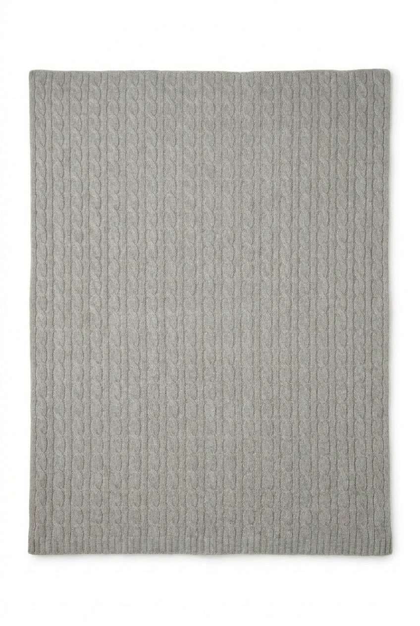 Cashmere Blanket Braided - Grey