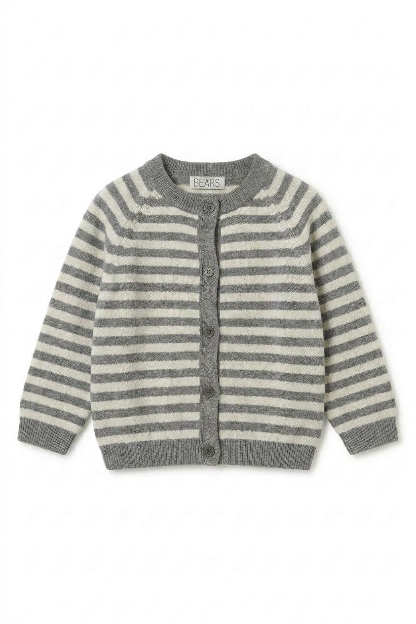 Cashmere Cardigan Striped - Ivory / Grey