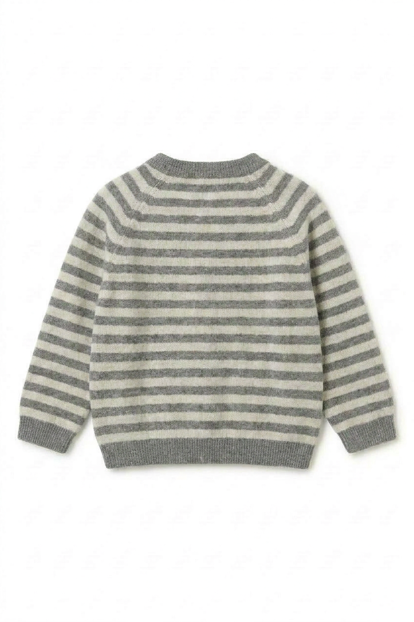 Cashmere Cardigan Striped - Ivory / Grey