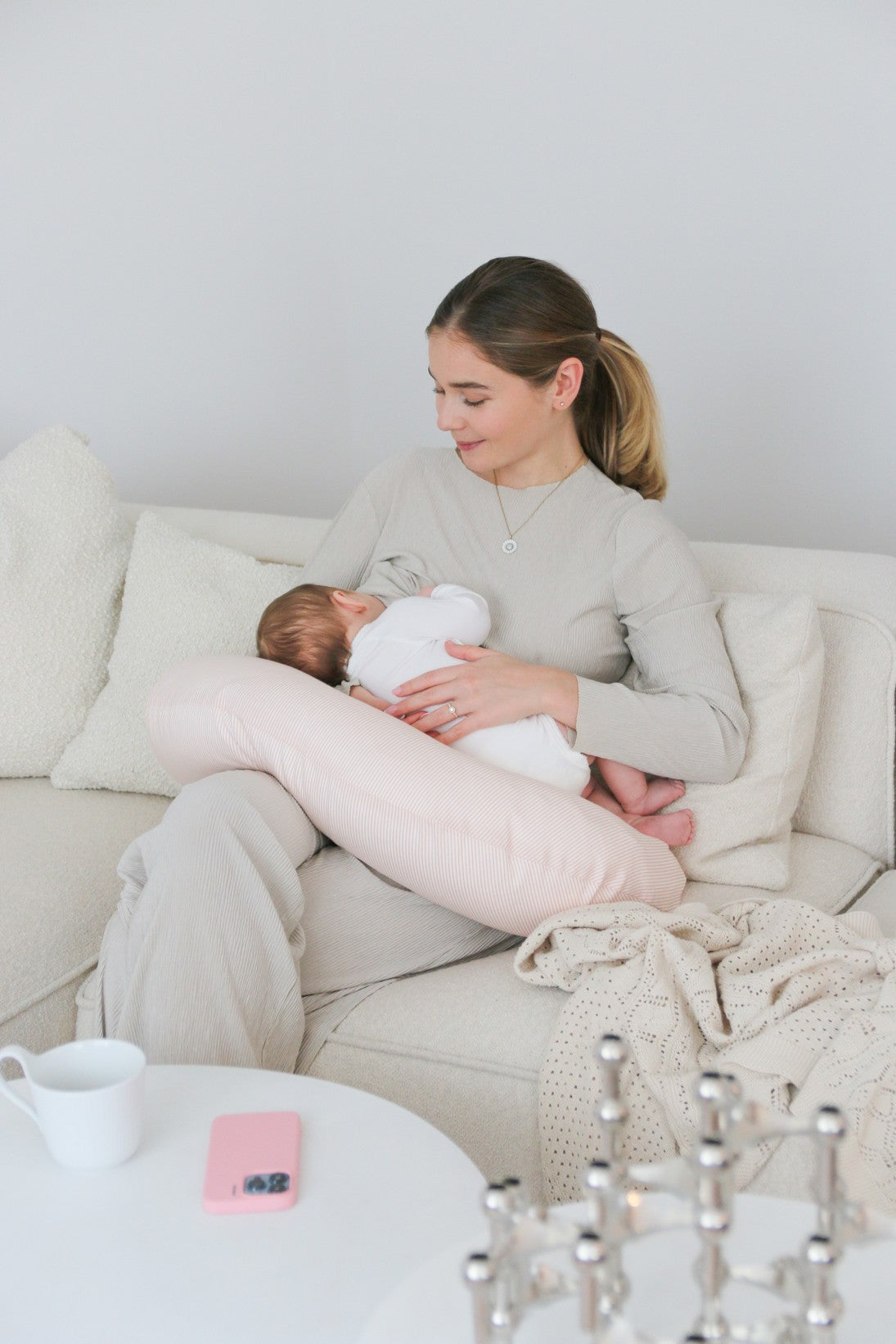 Nursing Pillow - Classic Stripes Rose