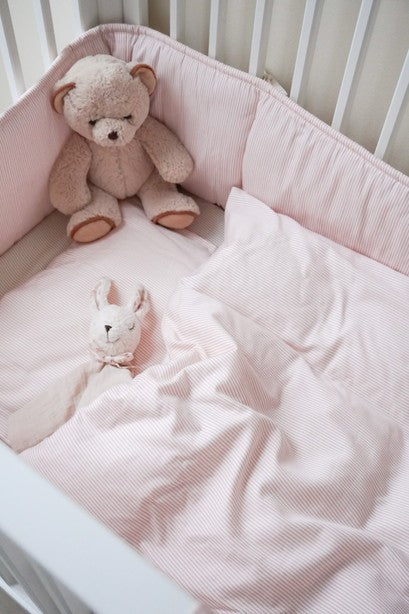 Cot Bumper - Classic Stripes Rose
