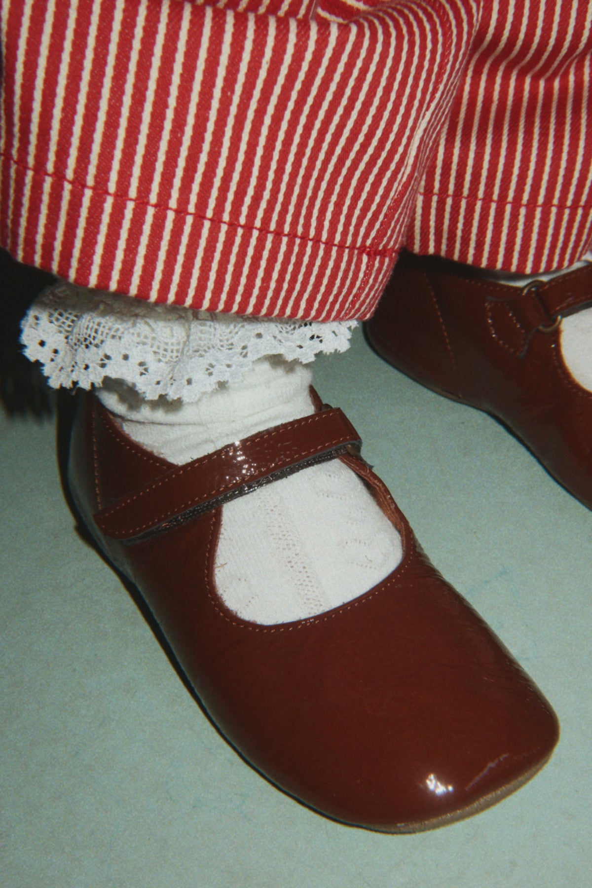 2 Pack Pointelle Frill Socks - Red / Off White
