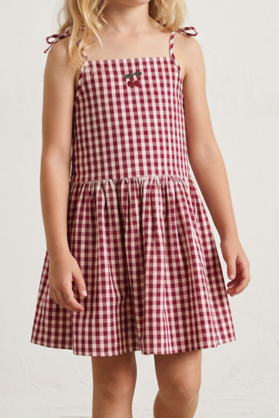 Isotta Dress - Rasberry Check