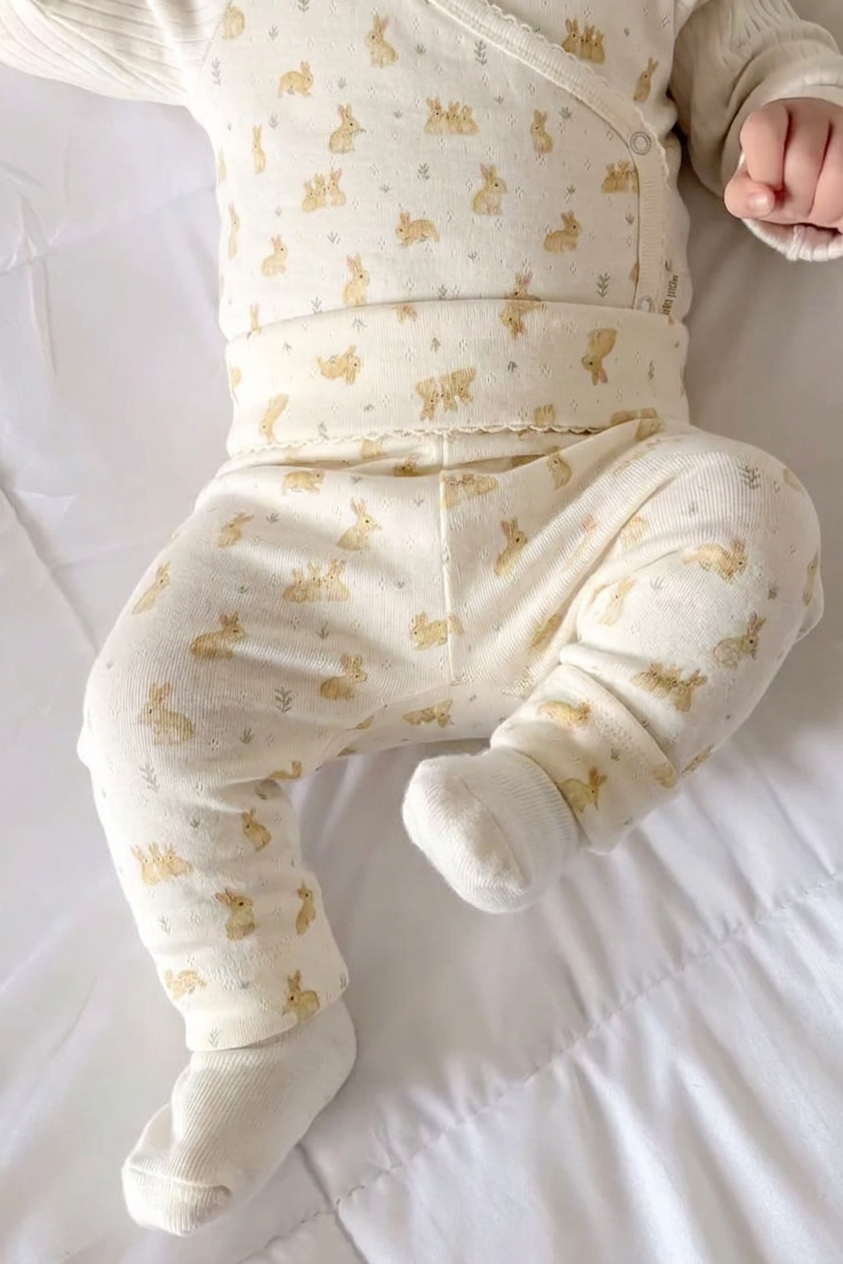 Dio Newborn Body Fold Pointelle - Eggnog Rabbit
