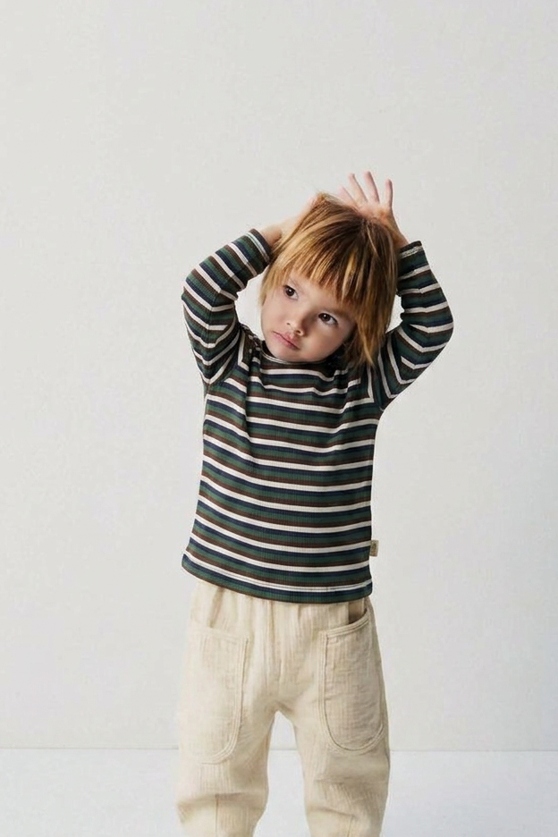 Song LS Tee - Trekking Green Multistriped
