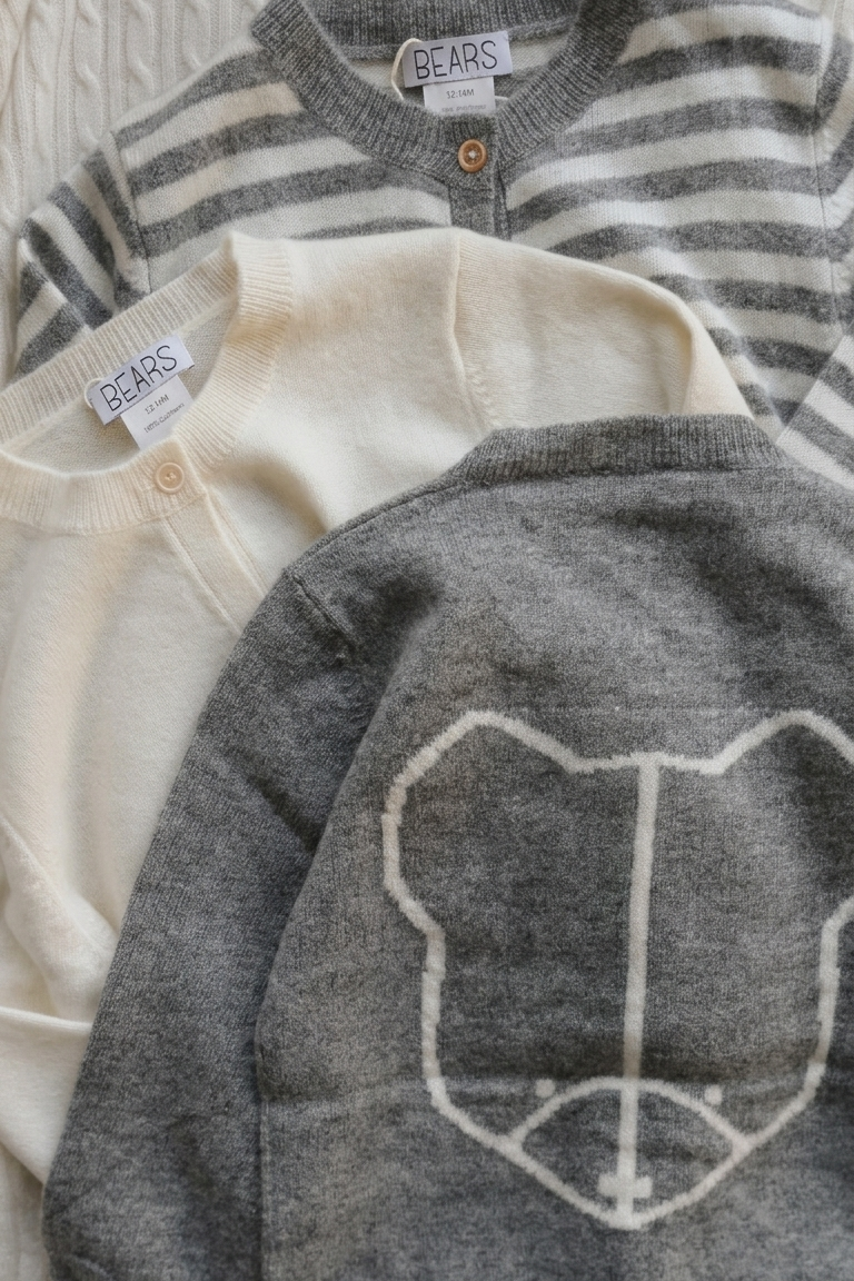 Cashmere Cardigan Bear - Grey