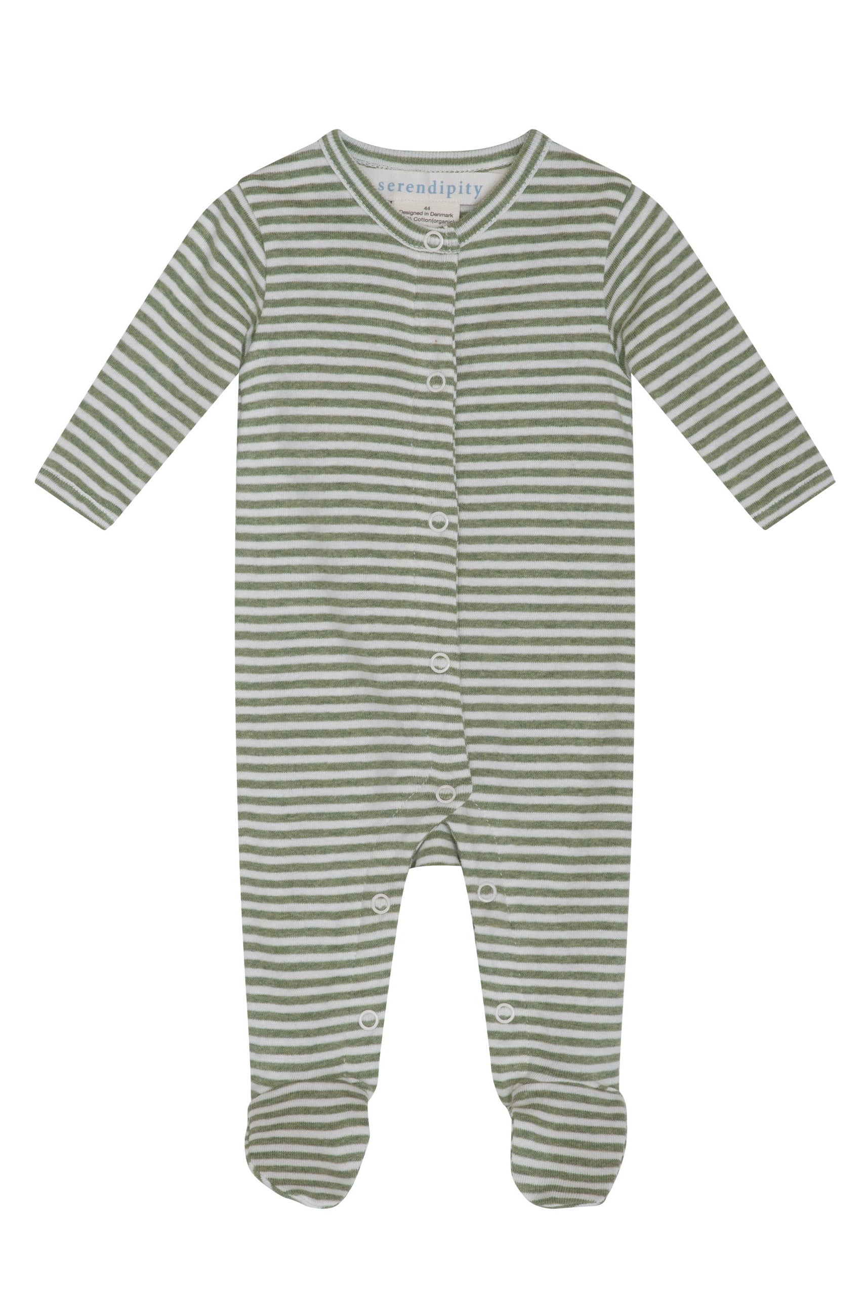 Newborn Suit w. Feet - Moss/Offwhite