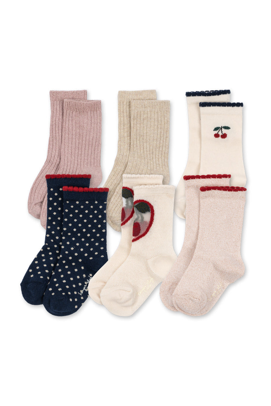 6 Pack Socks - Multi Glitter