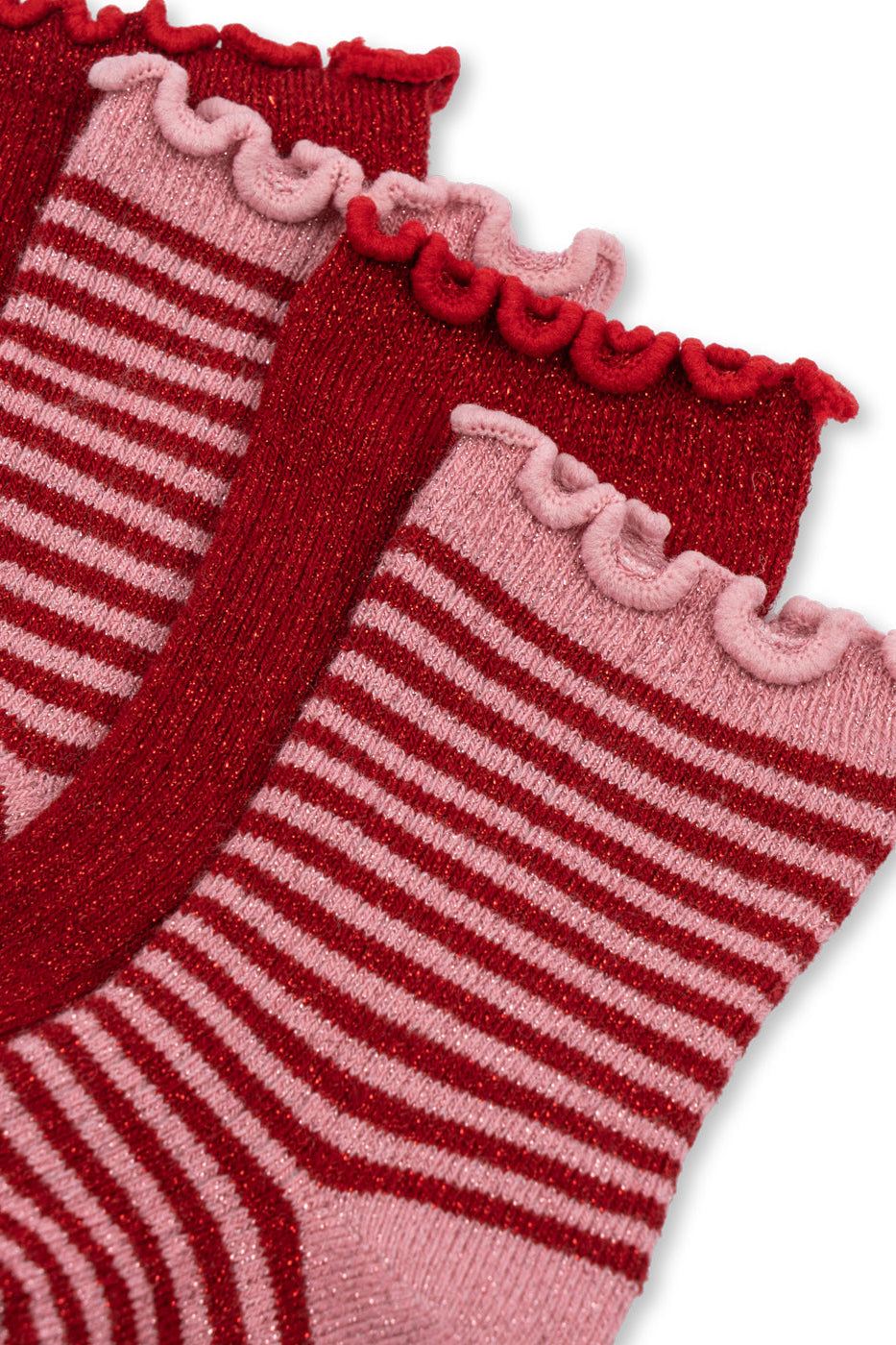 2 Pack Glitter Socks - Red Stripe