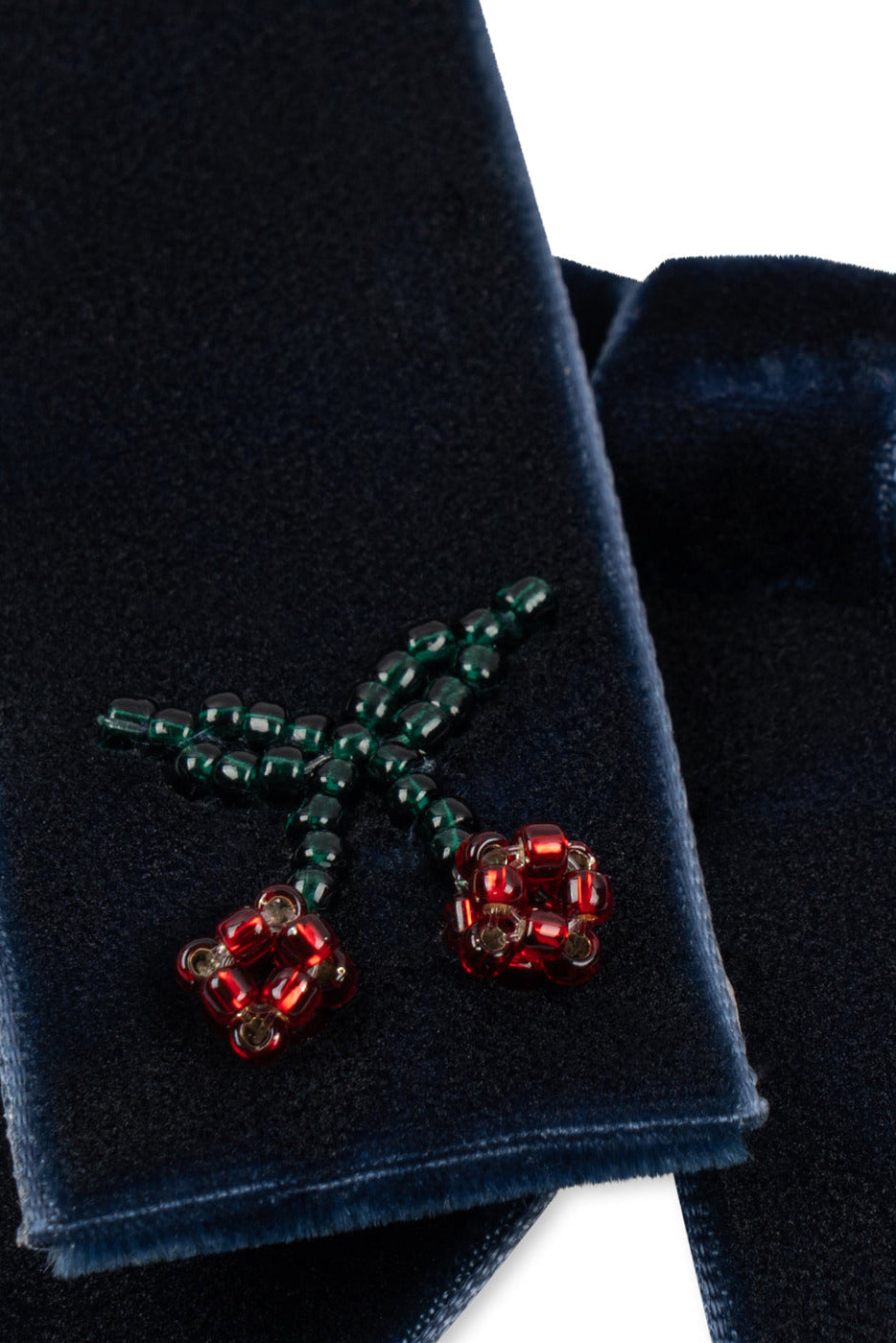Velvet Double Bow Hair Clip - Navy