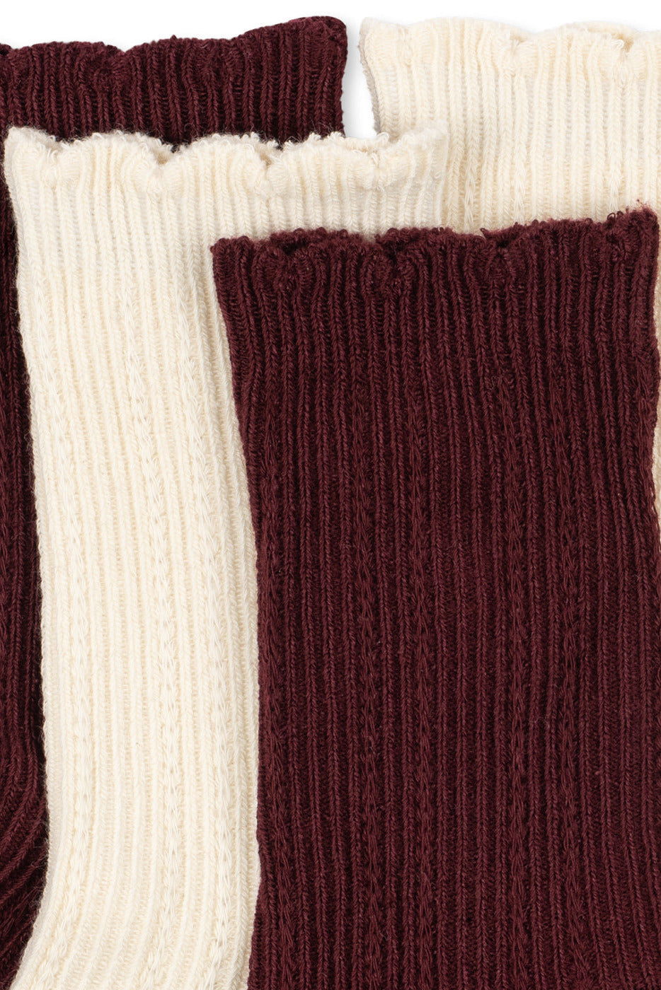 2 Pack Pointelle Socks - Bordeaux / Off White