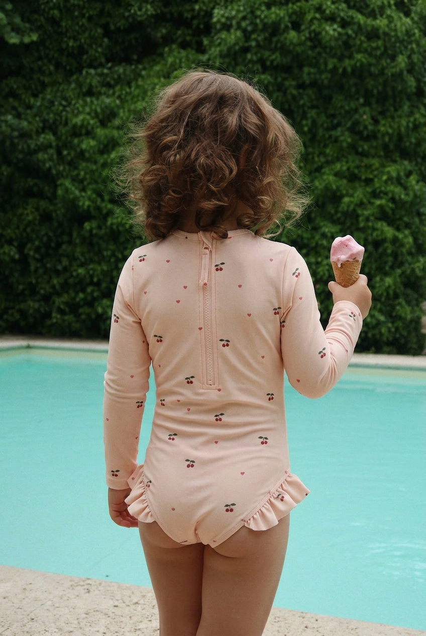 Merle LS Swimsuit - Cherry Coeur Rose