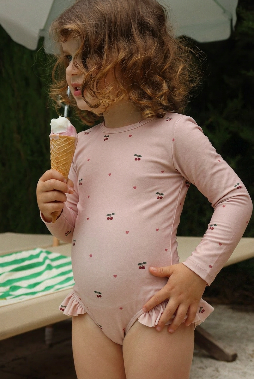 Merle LS Swimsuit - Cherry Coeur Rose