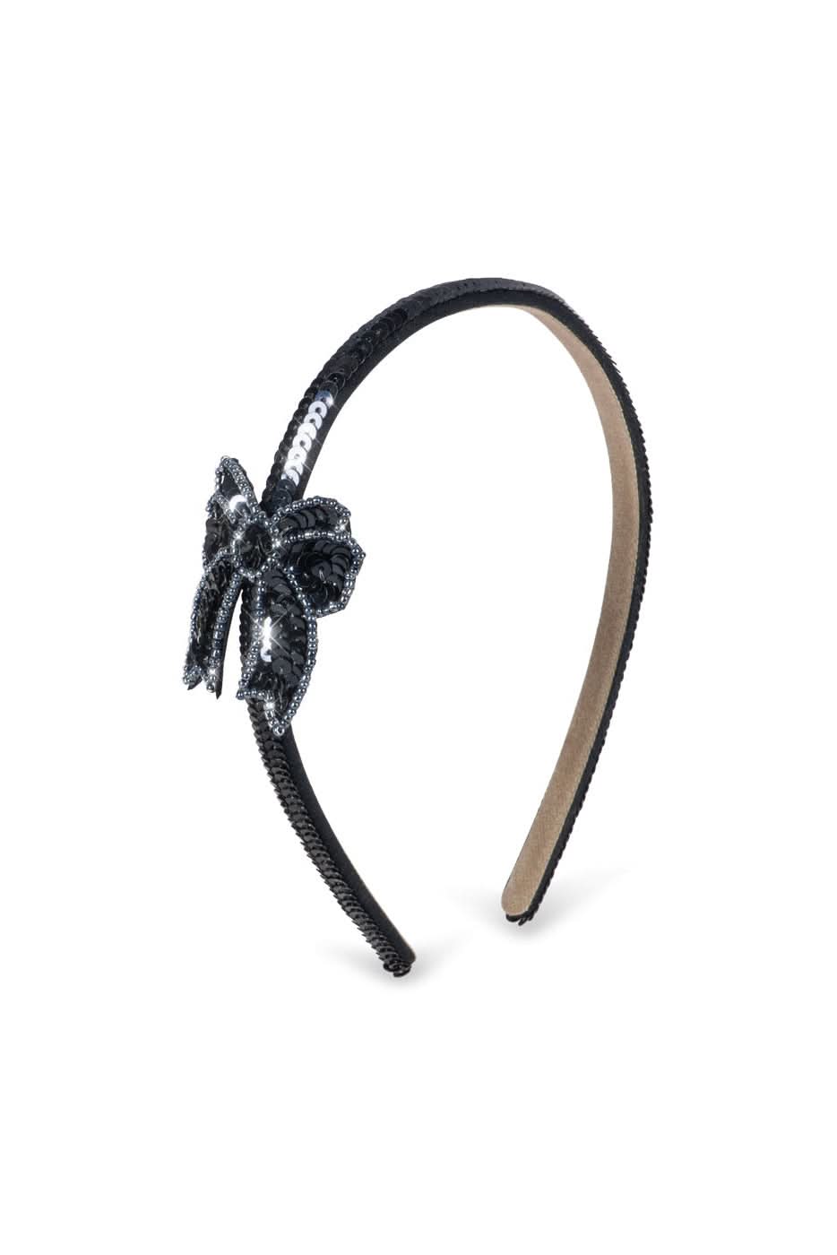 Sequin Bow Hairbrace - Navy