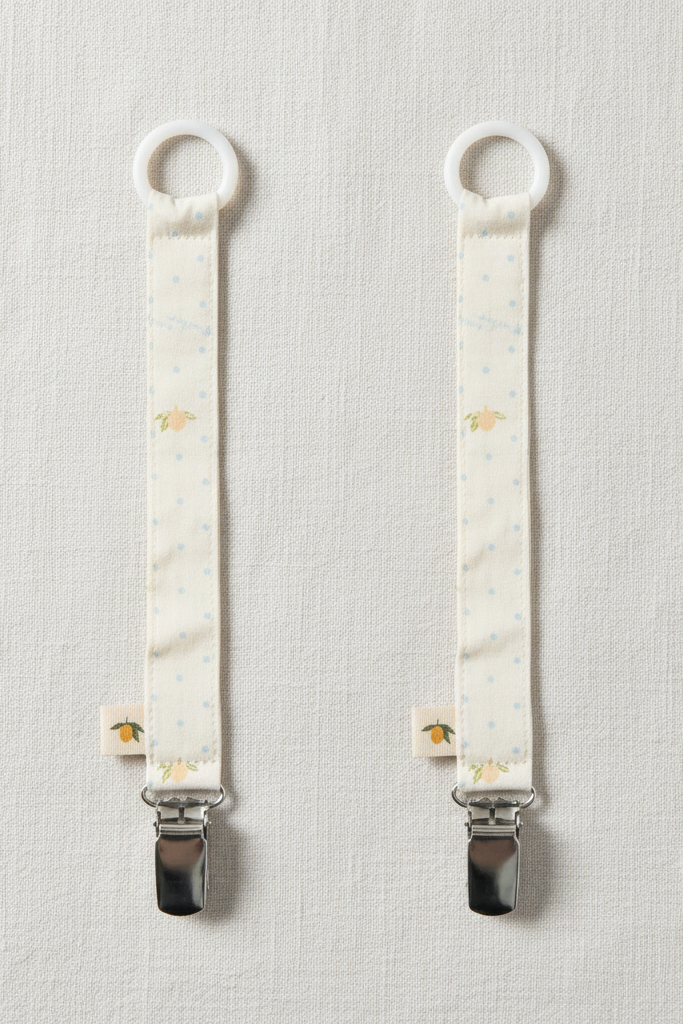 2 Pack Pacifier Holder - Lemon Dot