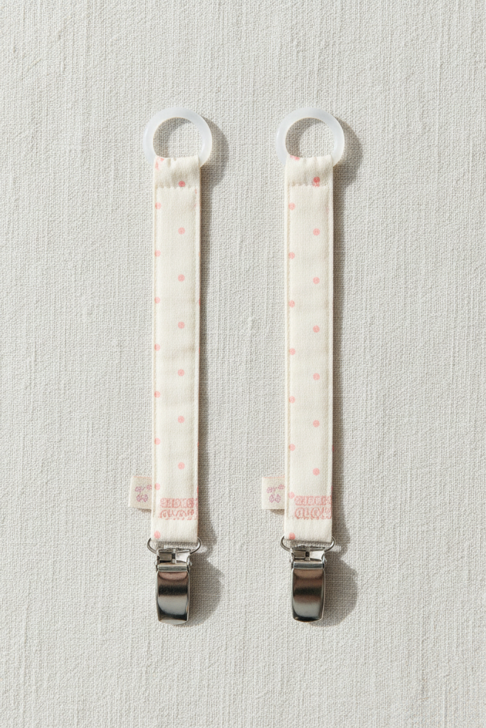 2 Pack Pacifier Holder - Cherry Dot