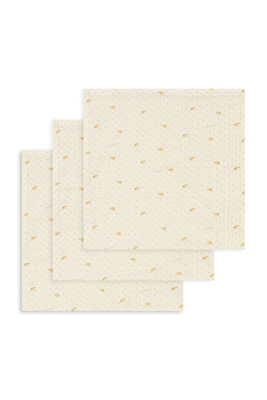 Muslin Cloths 3pk - Lemon Dot