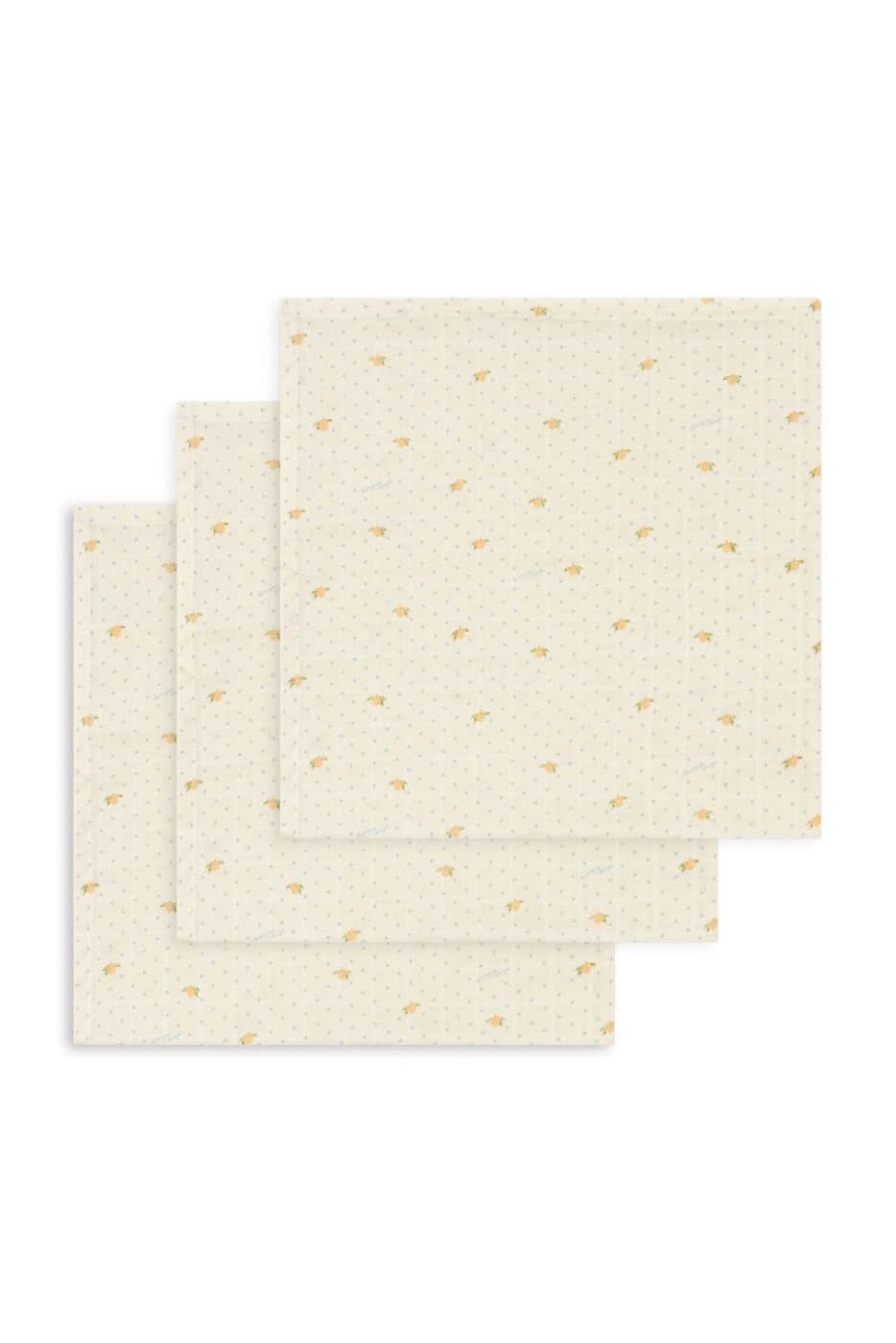 Muslin Cloths 3pk - Lemon Dot