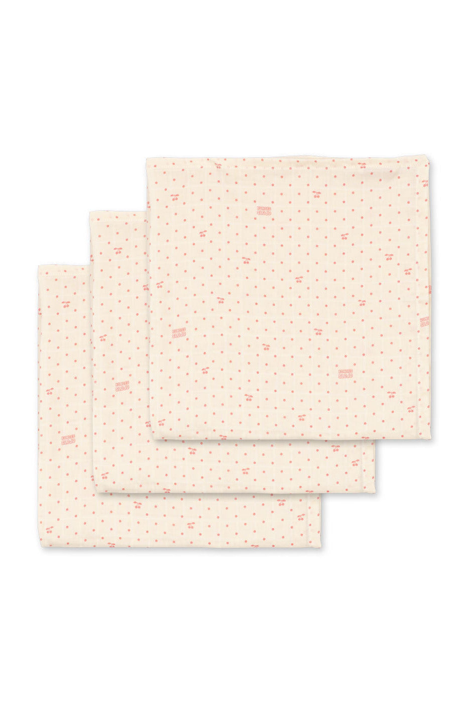 Muslin Cloths 3pk - Cherry Dot