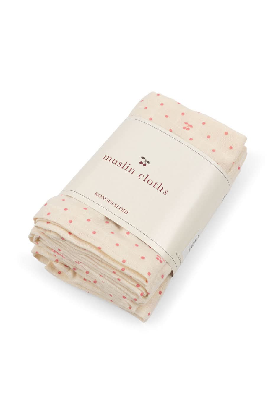 Muslin Cloths 3pk - Cherry Dot