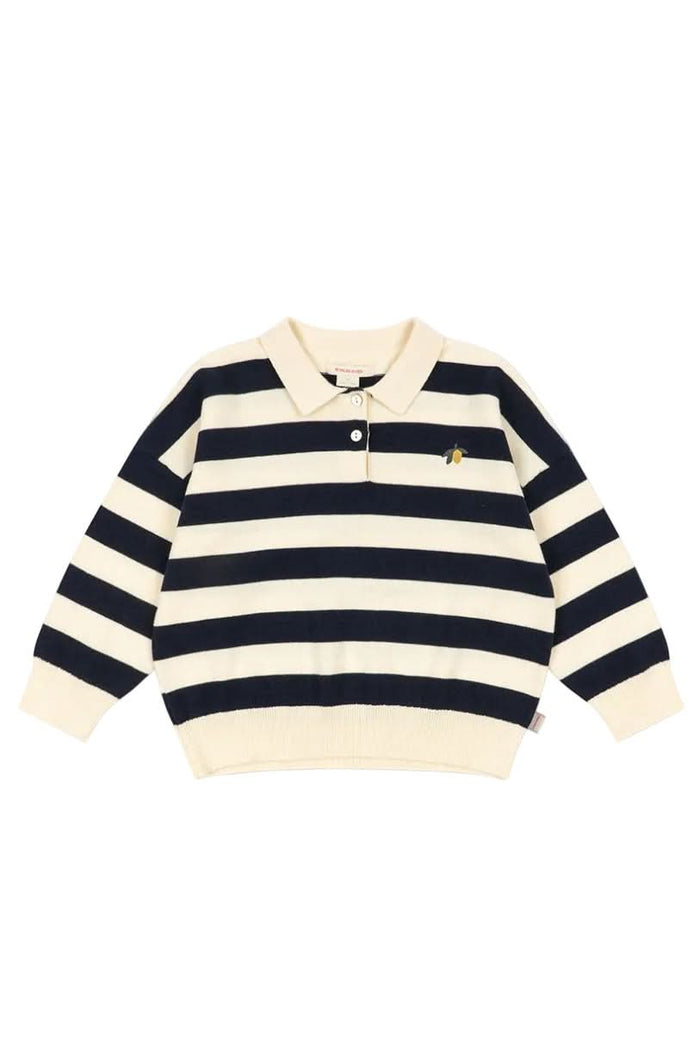 Manis Knit Polo - Navy Stripe