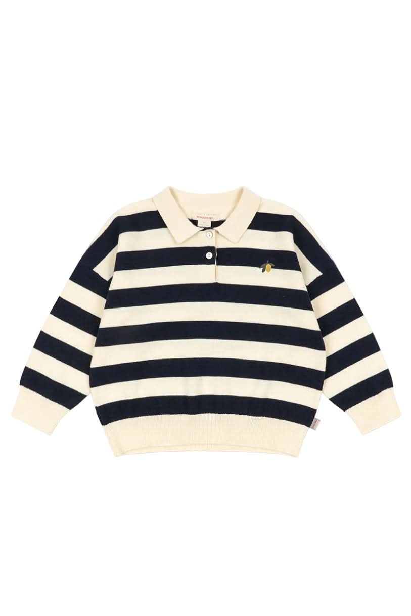 Manis Knit Polo - Navy Stripe