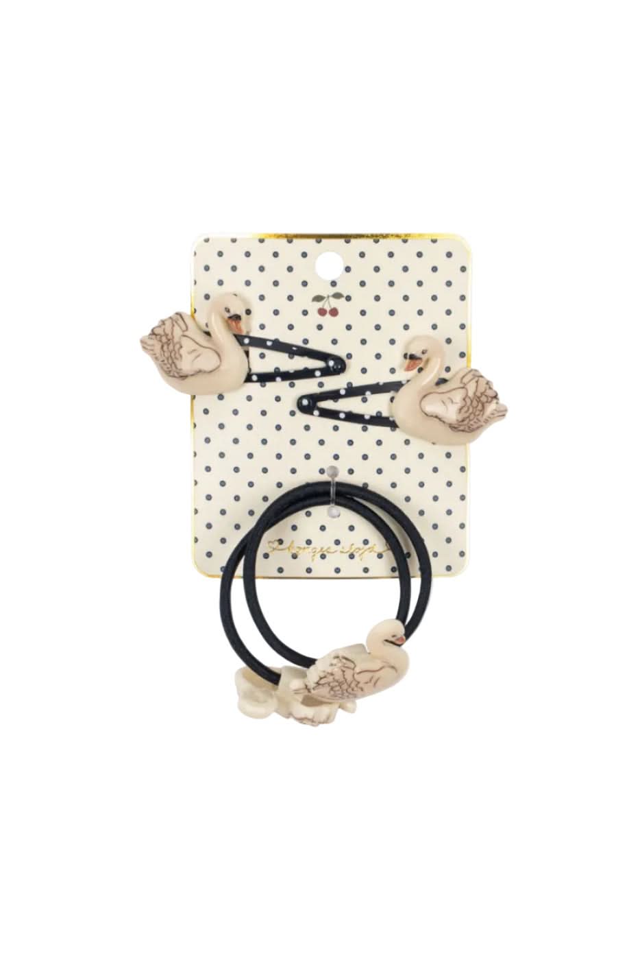 4 pk Swan Hair Clip And Elastic - Swan