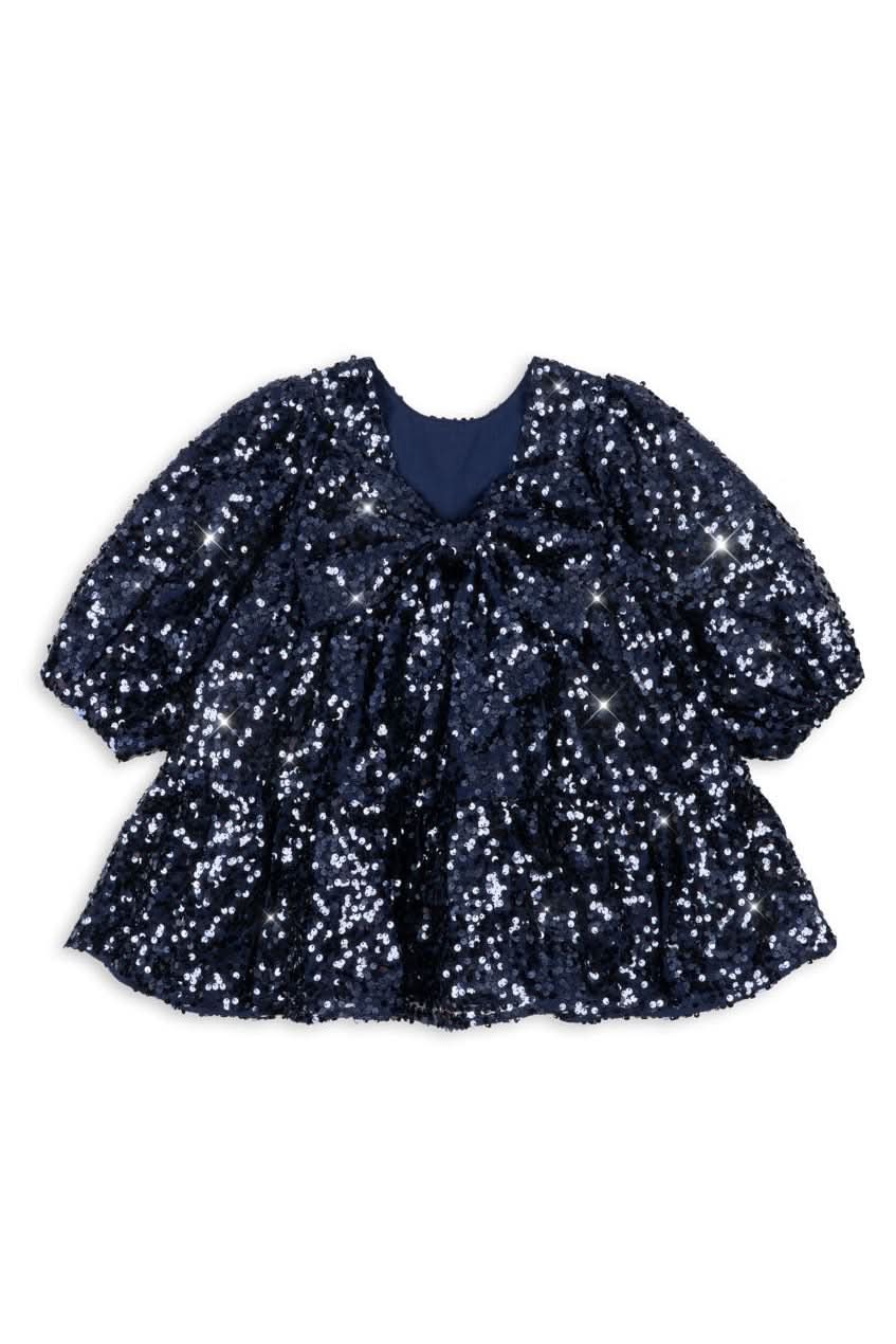 Lila Sequins Bow Dress - Total Eclipse